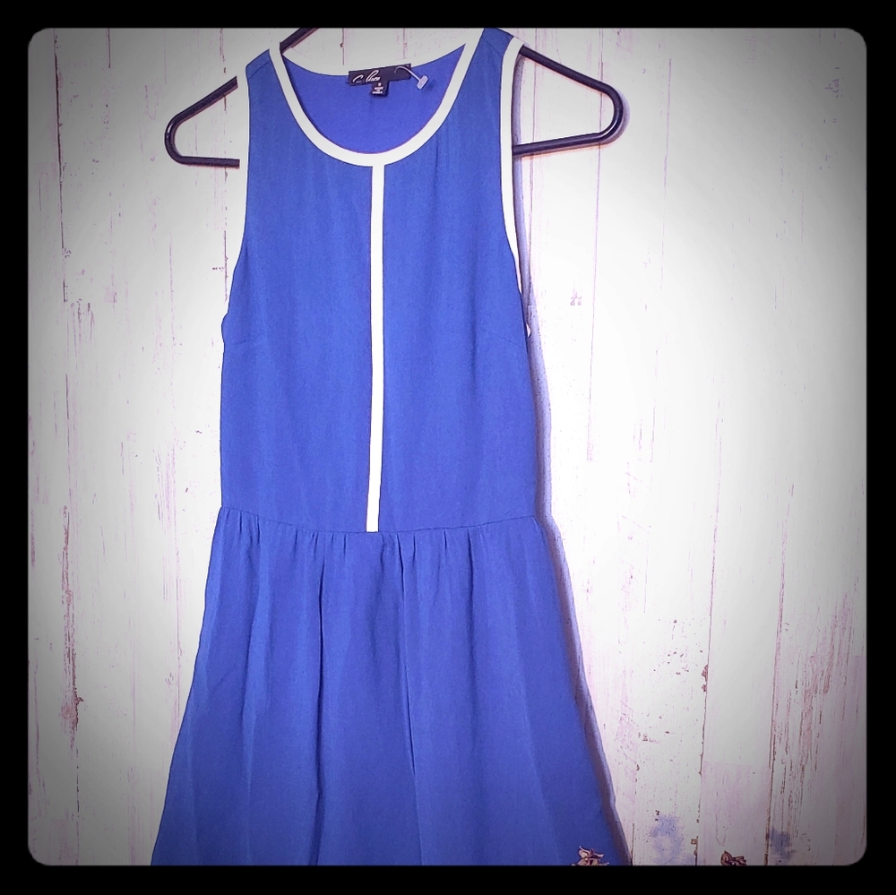 NWOT- C. Luce Racerback Dress, Blue & White, S